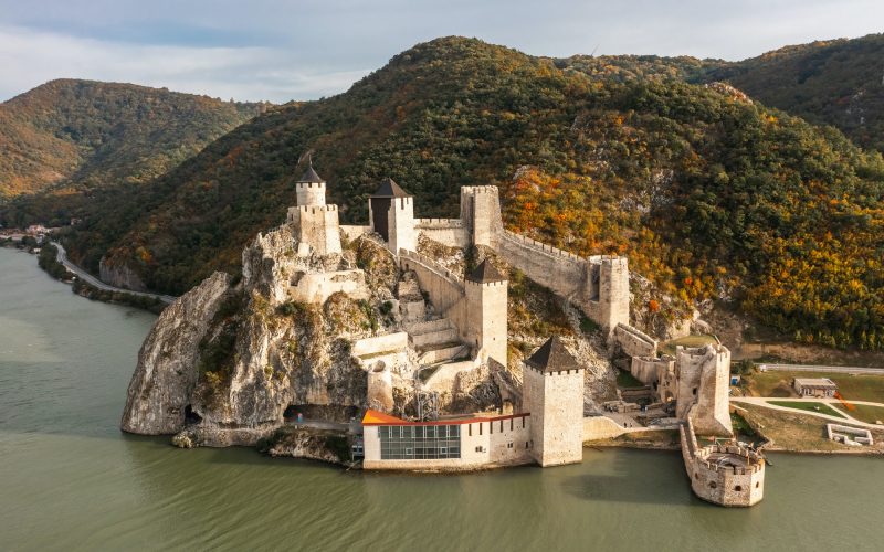 Aerial view of Golubac Fortress