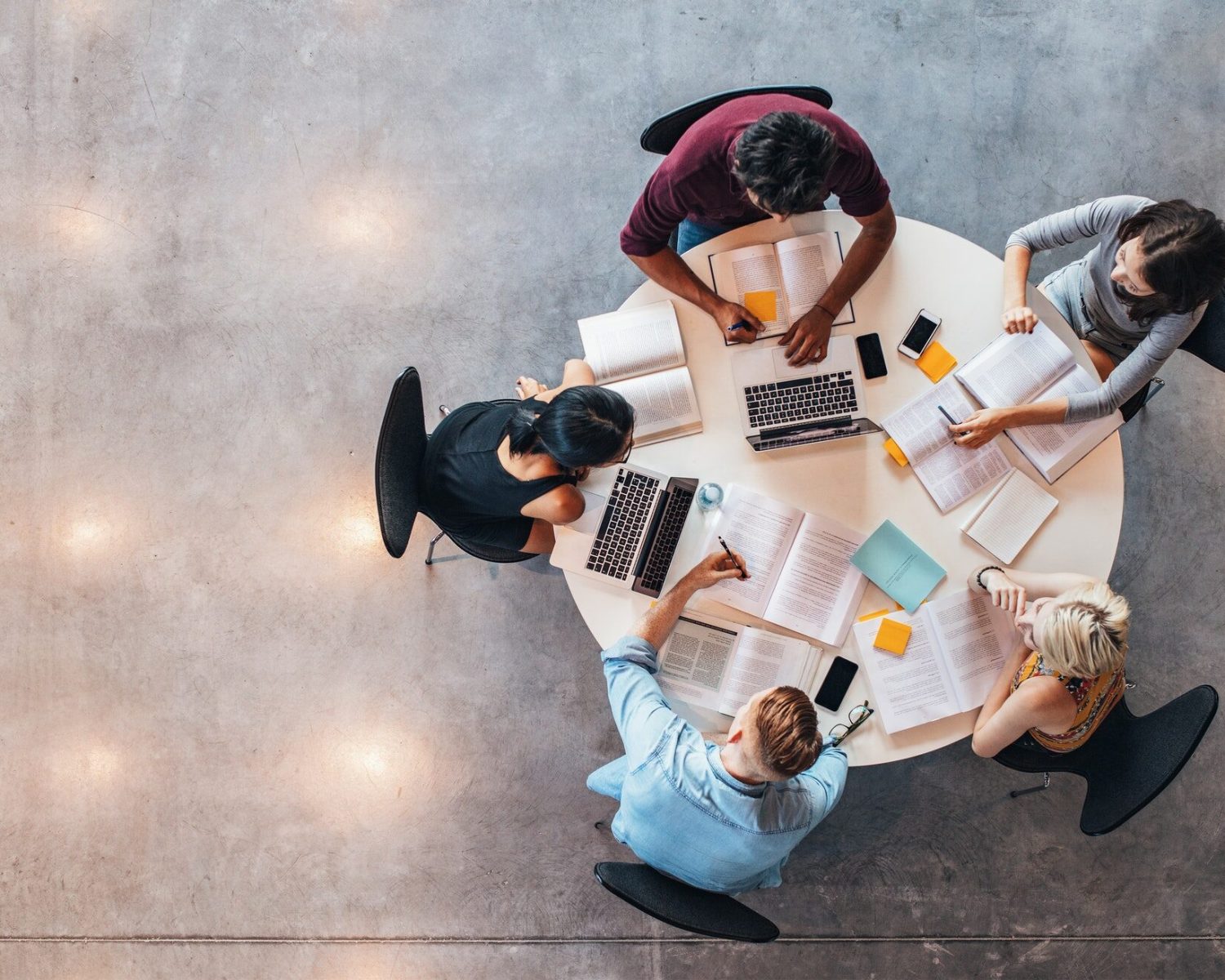 University students doing group study